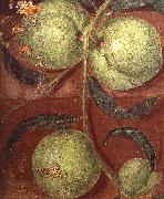 unknow artist Details of Still Life with Peach Bough and Glass jar oil painting on canvas
